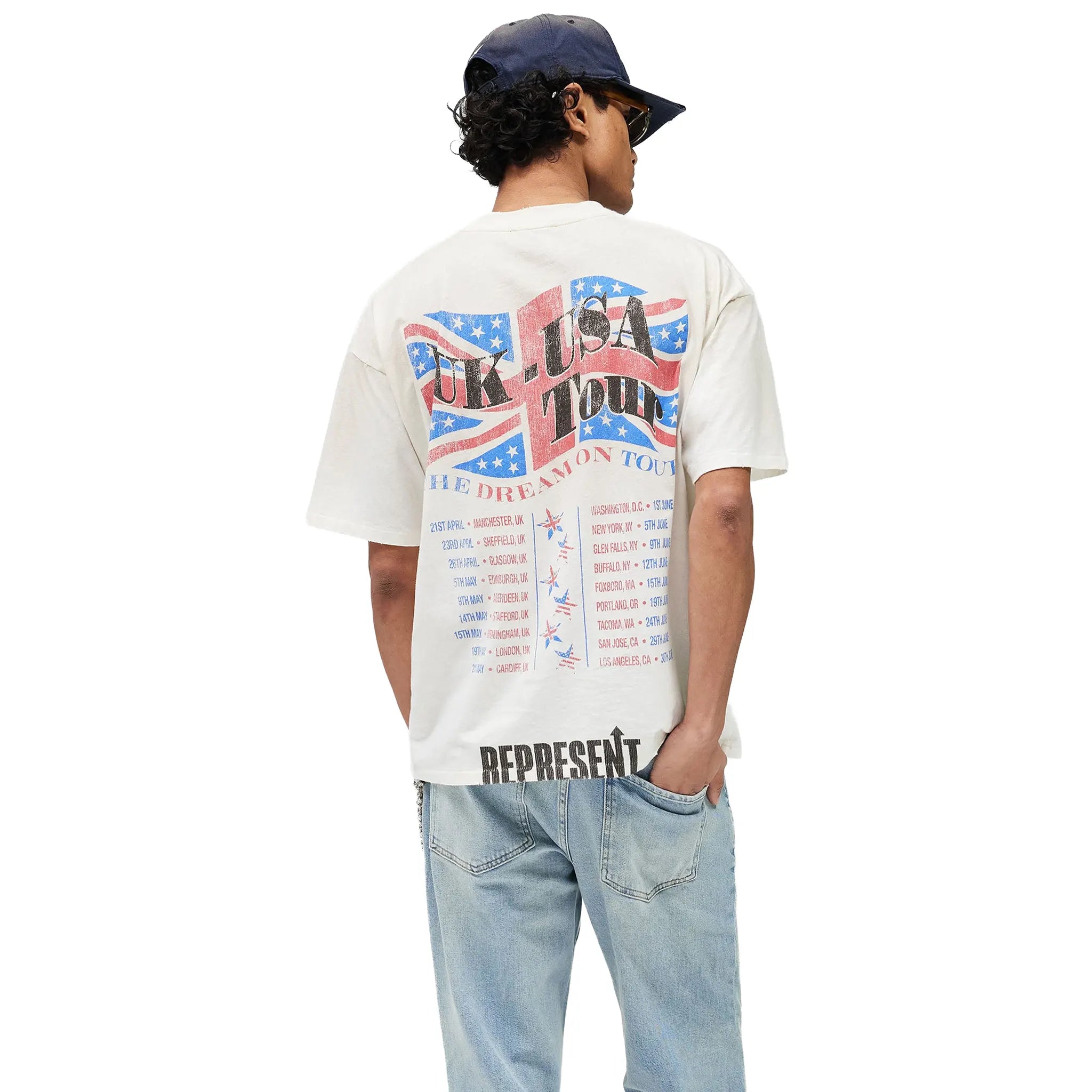 Back View of Represent Dream On Tour Oversized Washed Ecru T-Shirt MLM100593-30